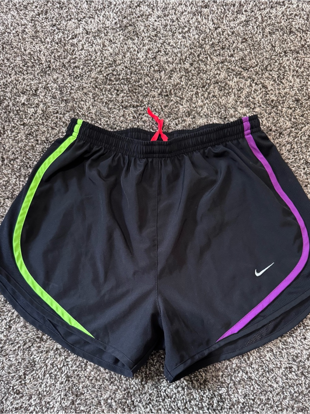 Nike Women's Black Running Shorts with Multicolored Trim